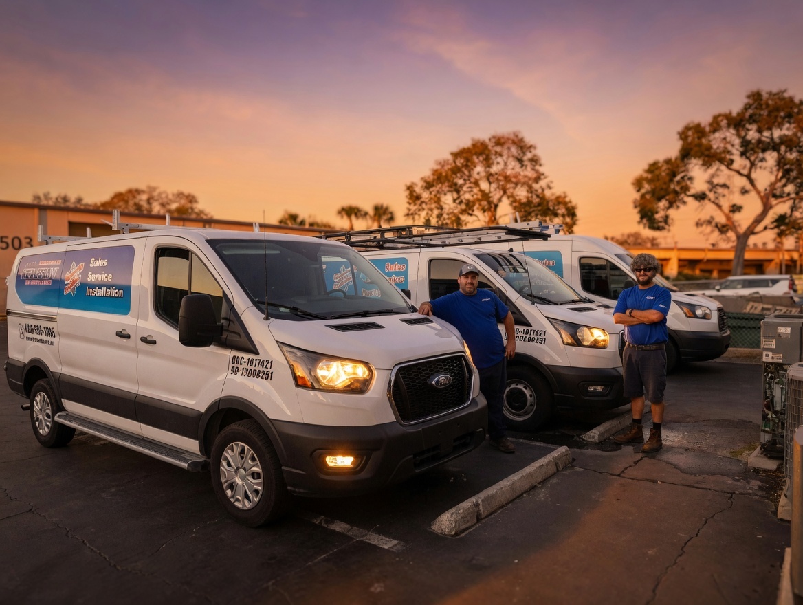 Velocity Air Conditioning technician performing AC service in Estero, FL