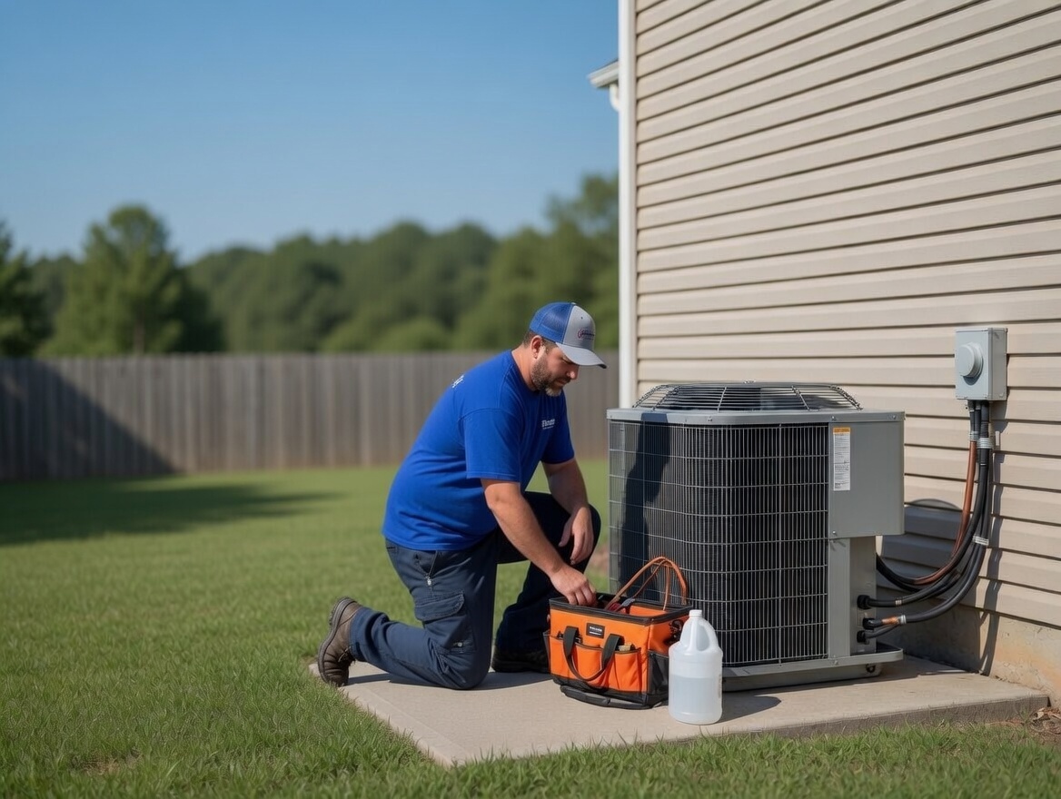 Velocity Air Conditioning technician performing AC service in Madeira Beach, FL