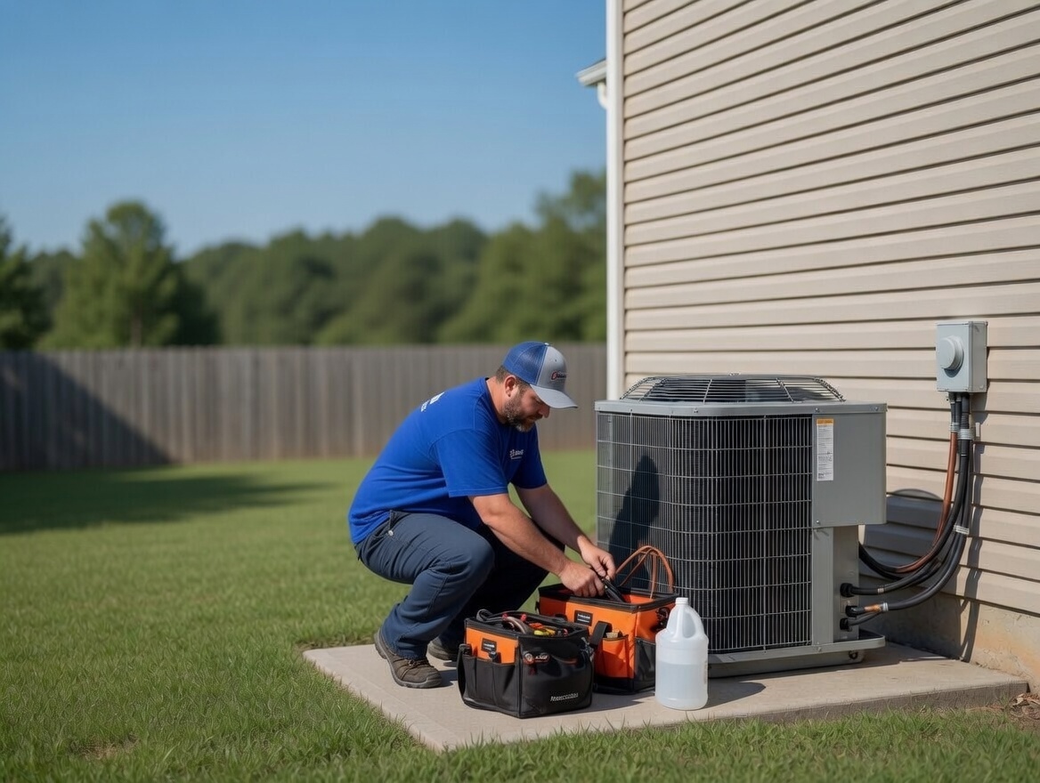 Velocity Air Conditioning technician performing AC service in Redington Beach, FL