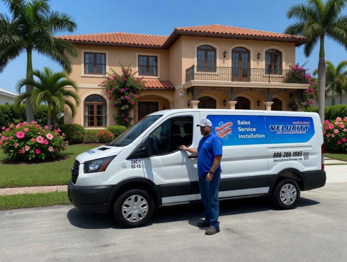 Velocity Air Conditioning technician performing AC service in Wauchula, FL