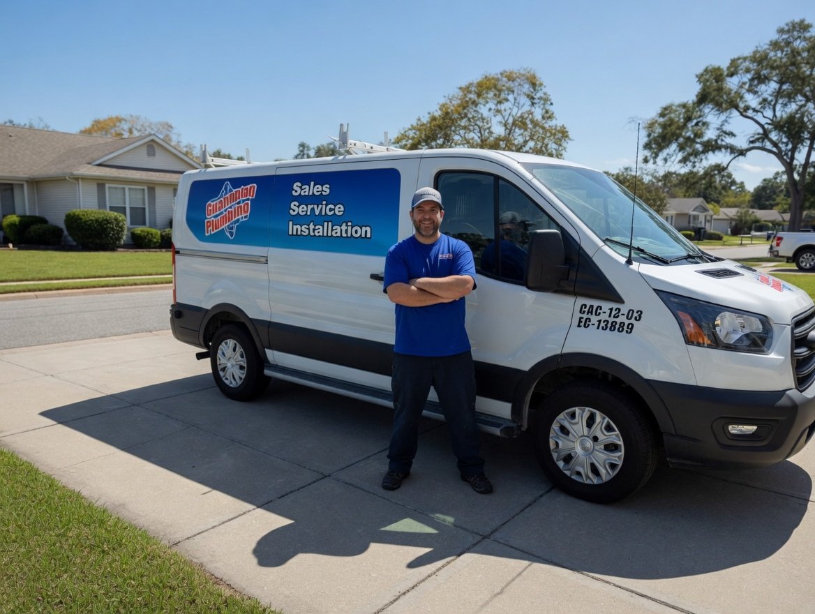 Velocity Air technician and service van at a local home