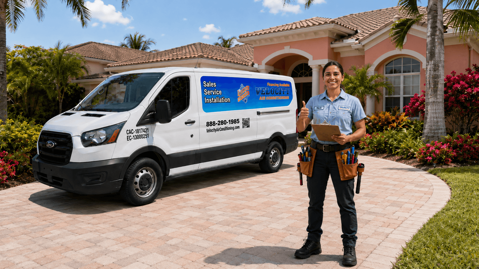 Velocity Air Conditioning technician servicing HVAC equipment in Odessa