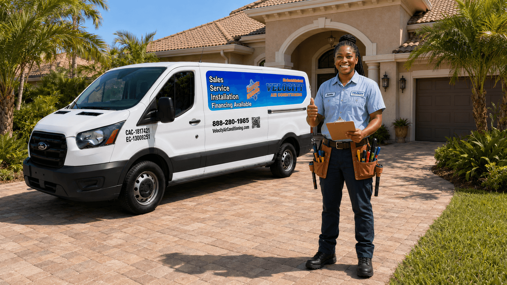 Velocity Air Conditioning technician servicing HVAC equipment in St. Petersburg