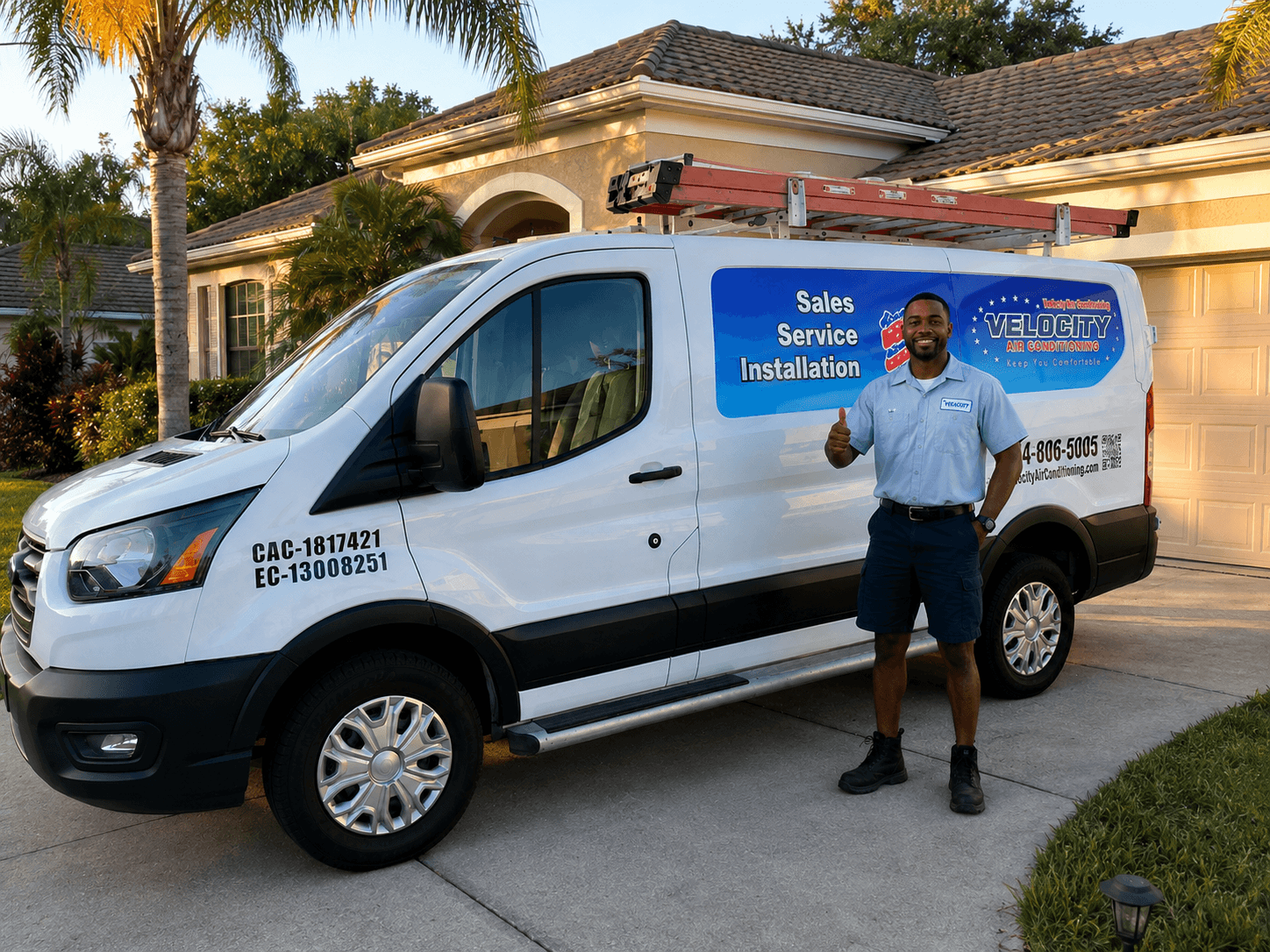 Velocity Air Conditioning technician servicing HVAC equipment in Mulberry