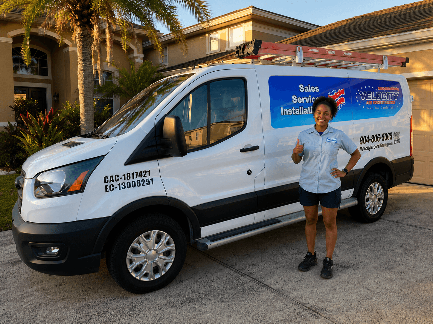 Velocity Air Conditioning technician servicing HVAC equipment in St. Petersburg