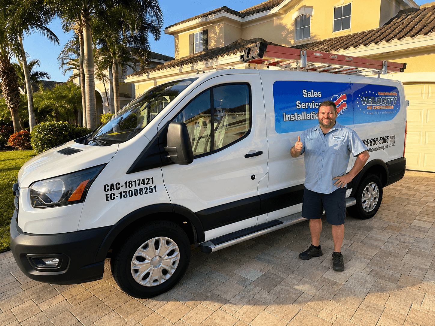 Velocity Air Conditioning technician servicing HVAC equipment in Port Richey