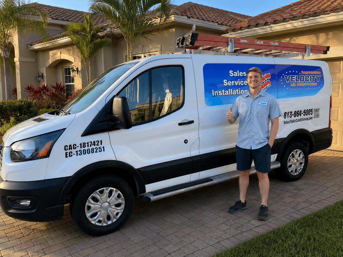 Velocity Air Conditioning technician servicing HVAC equipment in Mulberry