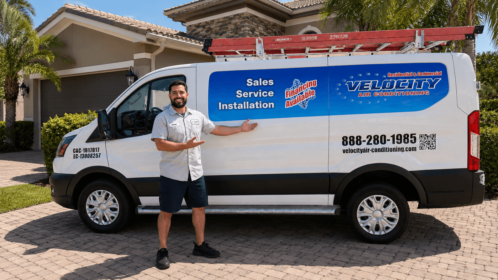 Velocity Air Conditioning technician servicing HVAC equipment in Lakewood Ranch